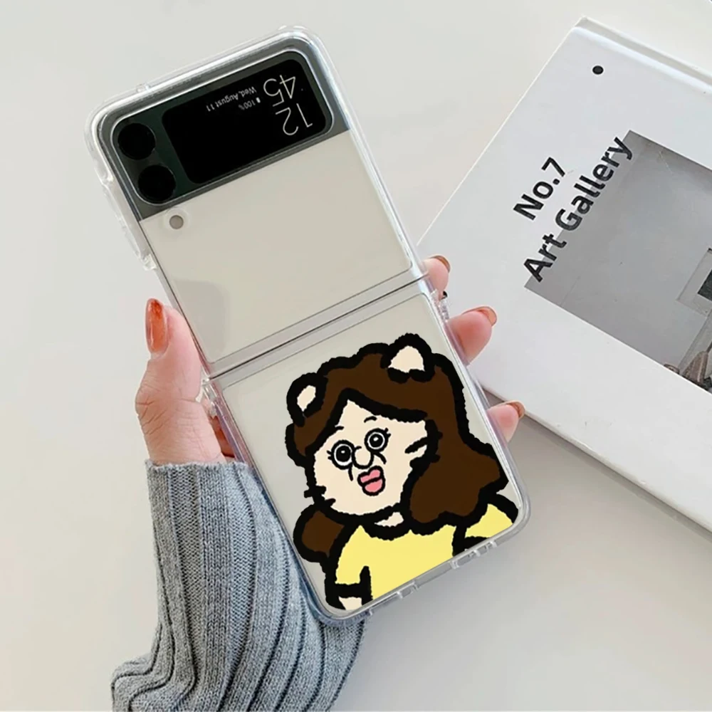 مضحك الكرتون بانغ بانغ تانغ تانغ زوجين قضية الهاتف لسامسونج غالاكسي Z فليب 6 Z فليب 5 الغطاء الصلب لسامسونج Z فليب 4 Z فليب 3 7