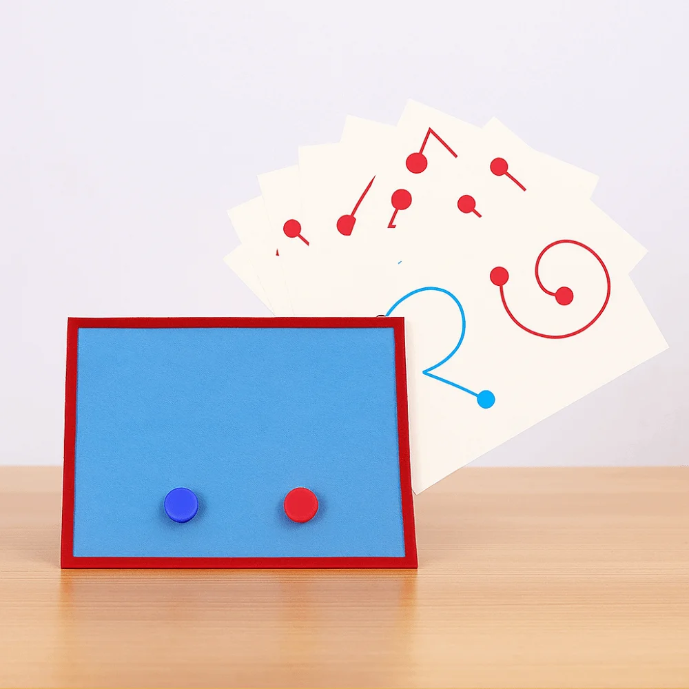 Papier links rechts Flugbahn Montessori Muster kognitive Augen Hand Koordination Herausforderungen tragbar