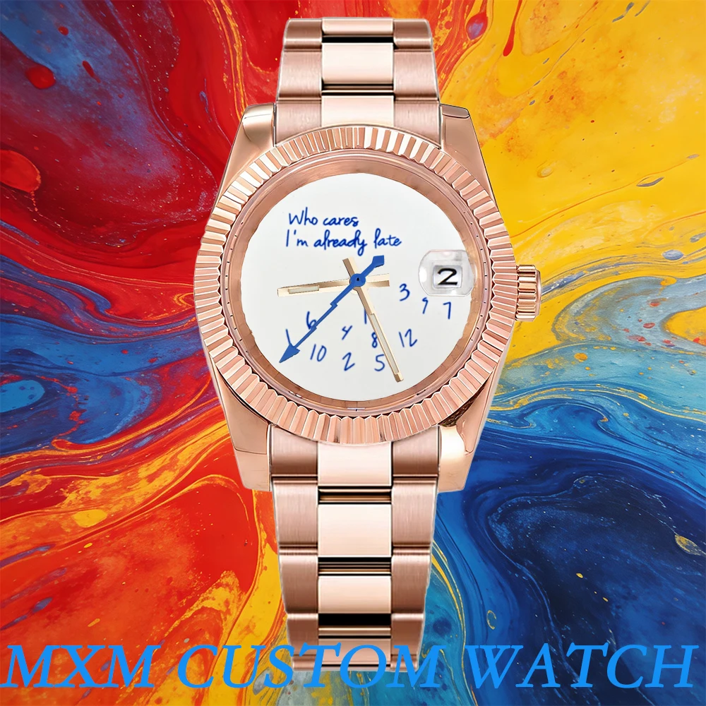 

Luxury gold/rose gold watch NH35 36mm/39mm case men luxury Watches dial Blue Text Dial Sapphire Glass Waterproof watch 10ATM