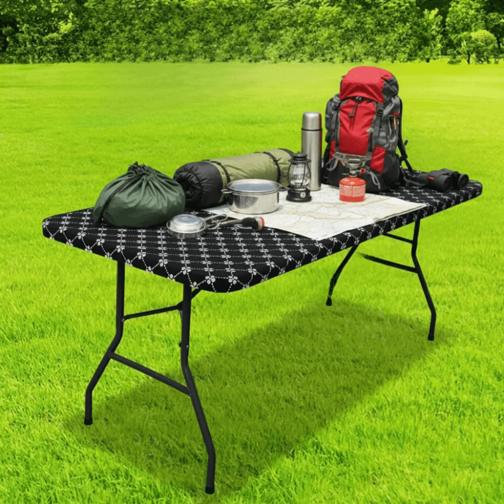 Waterproof Elastic Rectangle Picnic Table Cloth Scratch Resistant Washable Table Cover Elastic Edge Reusable