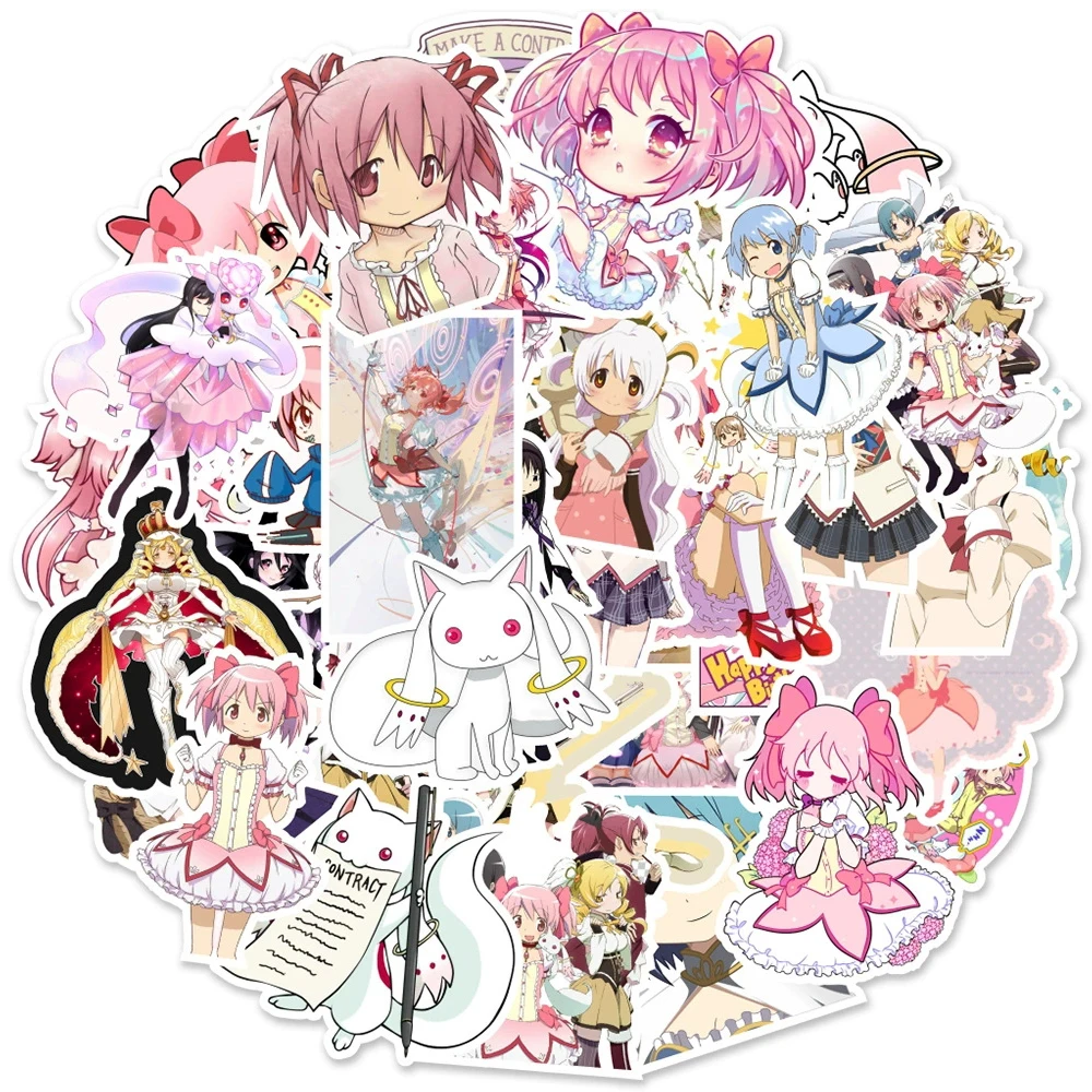 10/30/50 Stück Anime Puella Magi Madoka Magica Aufkleber Mädchen-Sticker für Laptop, Wasserflasche, Tagebuch, Reisegepäck, Dekorationsaufkleber