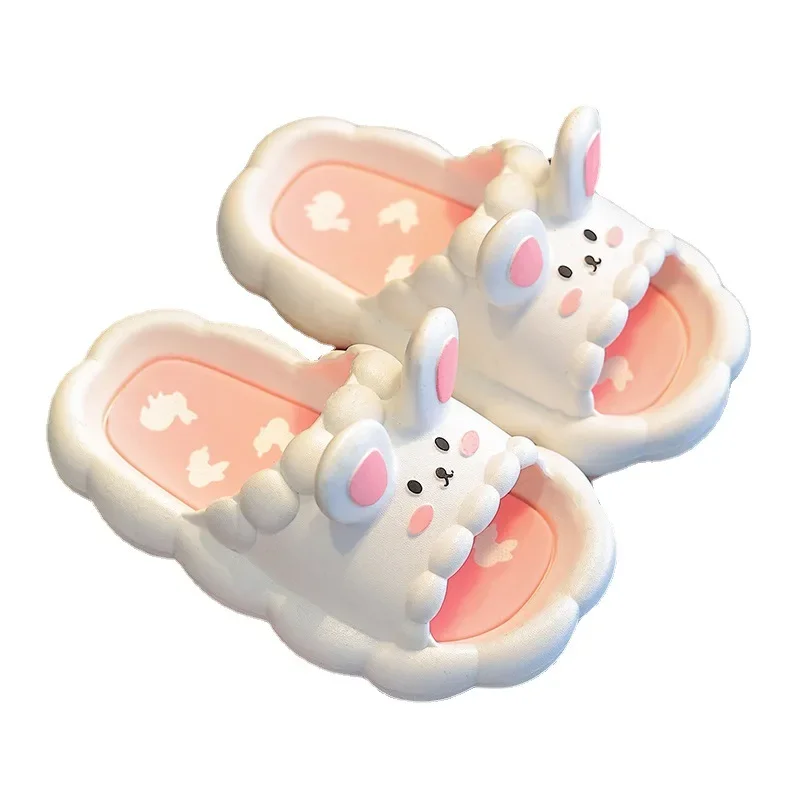 Summer Children\'s Slippers Cute Cartoon  3D-Rabbit Slippers Breathable Non-slip Home Bathroom Soft Slipper Kids for girls