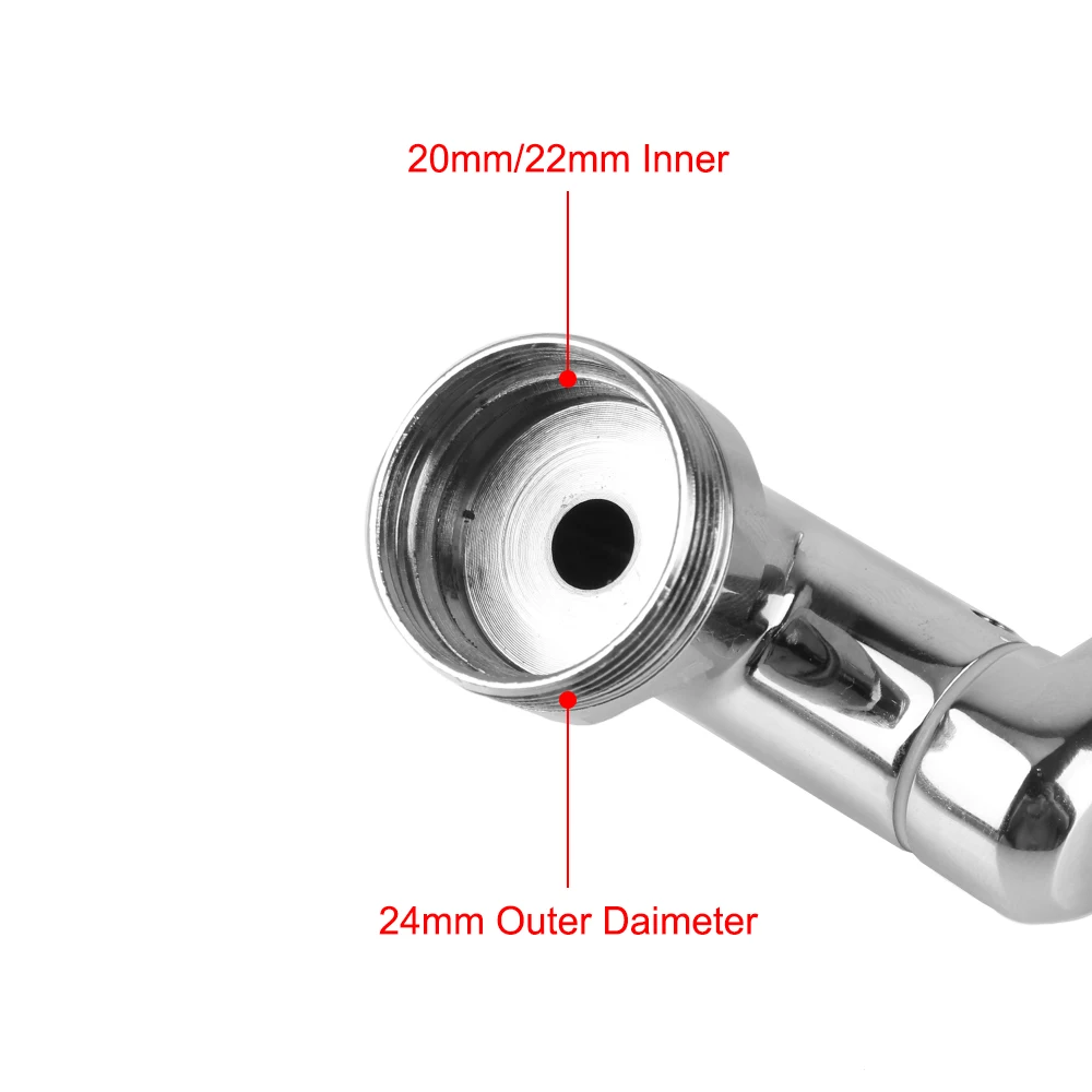 24mm Outer Daimeter Faucet Adapter Extender Rotating Faucet 1440° Rotatable Bubble Shower Dual Mode 20mm/22mm Inner Diameter