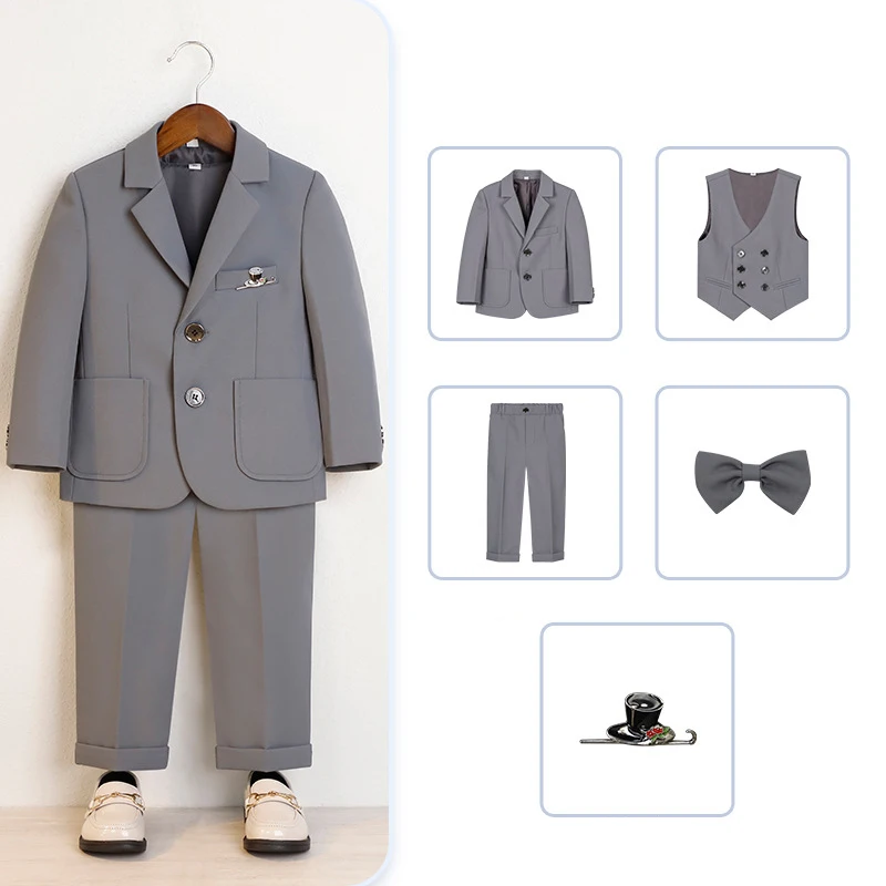 Child formal attire Boys British gentleman style suit Host, piano, performance attire 4 5 6 7 8 9 10 11 12 13 14 15 16 years old