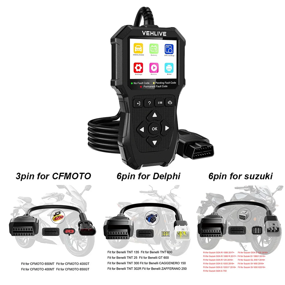 

Obd car scanner code reader diagnostic tools cable For OBD2 Cars For Yamaha For Honda For Suzuki For CFMOTO For Delphi Moto