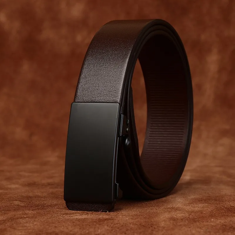 Minimalist and light luxury men's inner wear automatic belt leather simple formal dress pants with for men