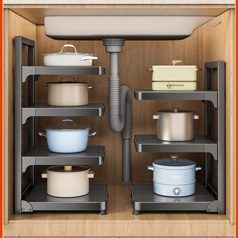 Kitchen pot storage rack Multi-layer shelf