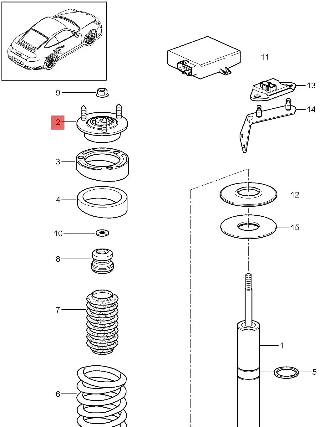 Rear Suspension Shock Strut Mount 99733306100 99733306101 99733306102 For Porsche 911 997 2006-2012