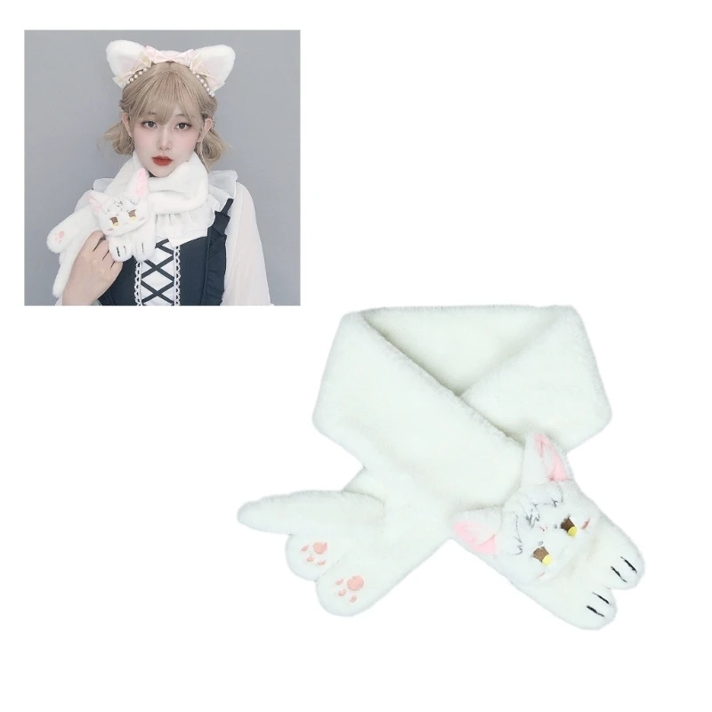 Plush Scarf Women LolitaStyle Neck Scarf Party Props Neckpiece Costume Accessory