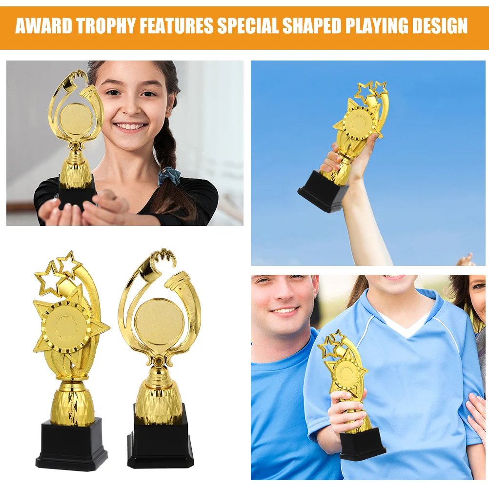 2 Pcs for Plastic Trophy Mini Trophies Winner Competition Medals Kids Prize Gift