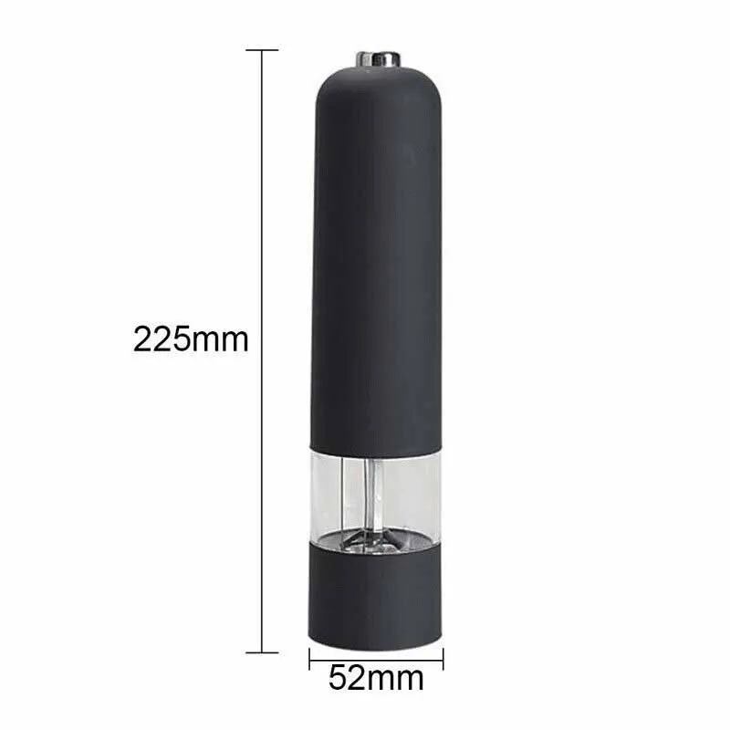 Winholder Kitchen Tool Electric Salt And Pepper Grinder Mill Spice Adjustable Coarseness with LED Light Battery Operated Black