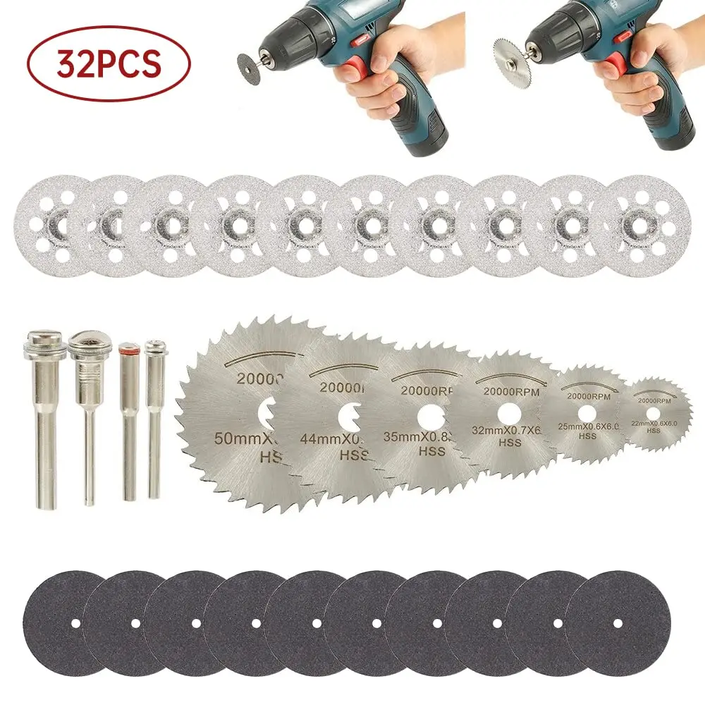 88 piezas Juego ruedas corte herramientas rotativas,10 Rueda corte doble malla, 10 Ruedas corte diamante