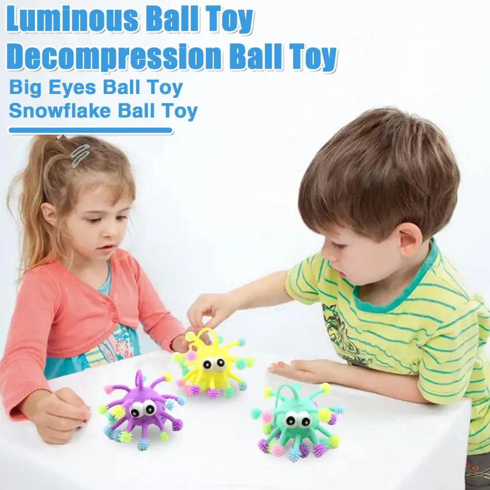

Tpr Stress Ball Big Eyes Stress Ball for Anxiety Relief Decompression Elastic Tpr Toy with Light-up Cartoon Snowflake for Kids