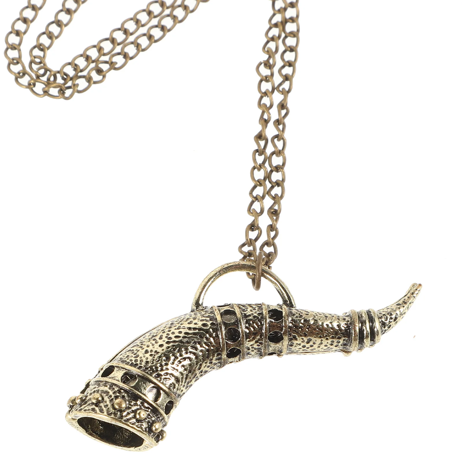 خمر الشمال القراصنة الثور القرن قلادة قلادة معدنية الشرير سلسلة عنق المذكر الإكسسوار للرجال الحيوان القرن مجوهرات