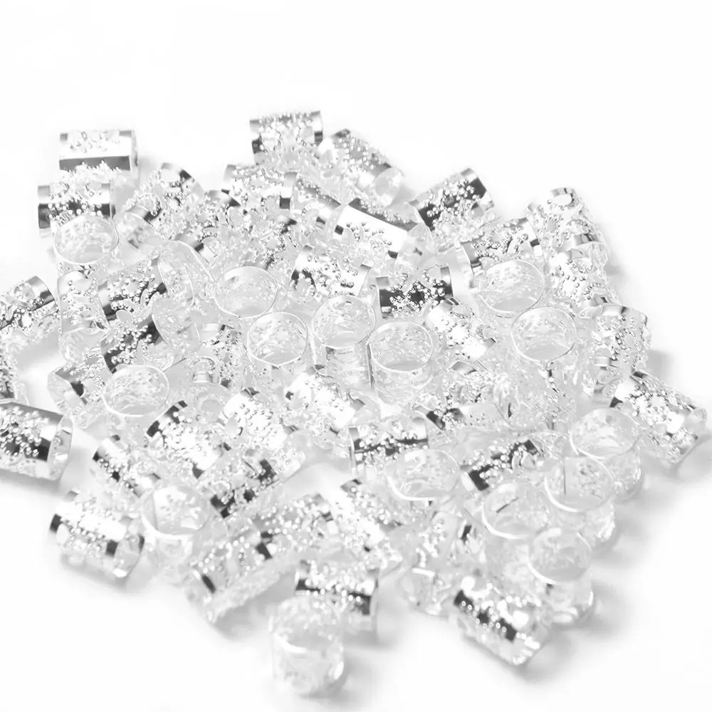 60pcs Dread Locks Hollow Out Hair Ring Hair Braiding Metal Cuff Clips Dreadlocks Beads Dirty Braids Gold and Silver