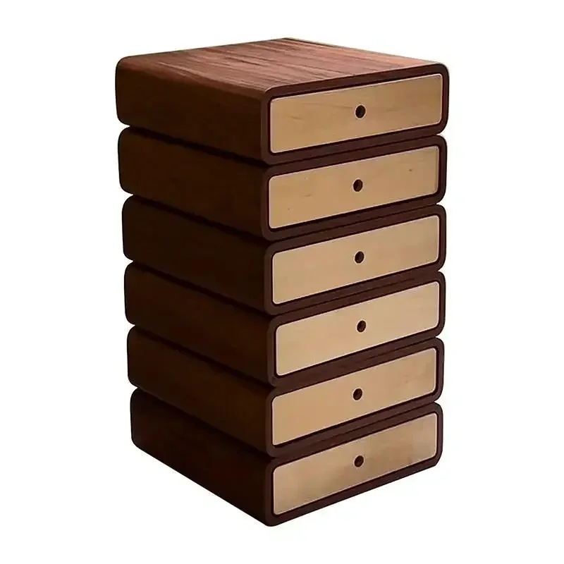 JJJJModern Minimalist Rotating Locker Bedroom Living Room Small Apartment Black Walnut Veneer Drawer Cabinet
