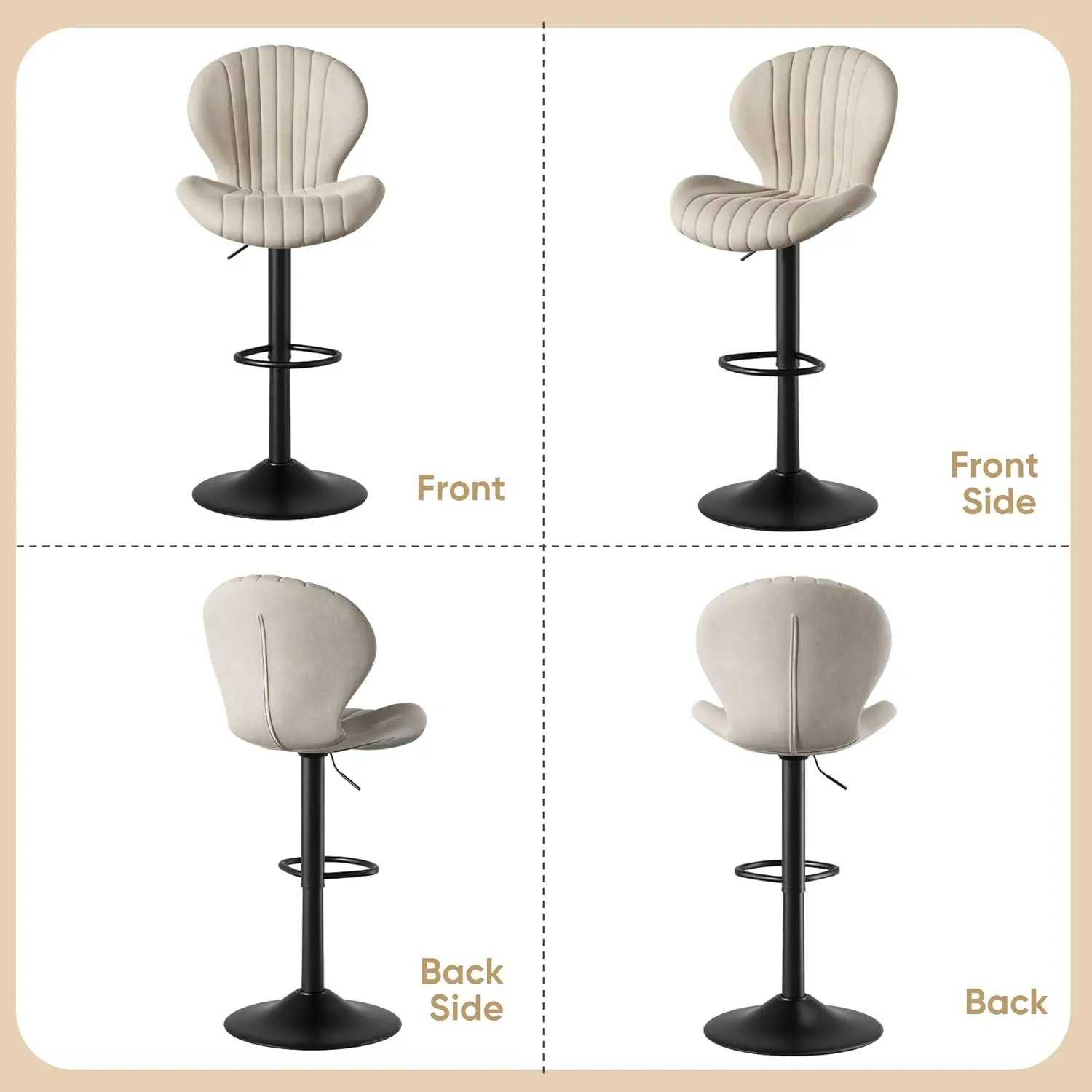 Bar Stools Set of 2 Modern Swivel Bar Chairs, Barstools Counter Height with High Backrest, Easy 3-5 Minute Assembly for Bar,