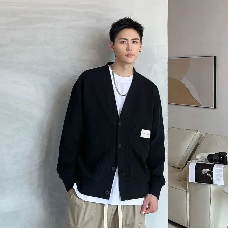 

Autumnr and Winter Knitted Cardigan Male Korean Popular Clothes Men's Sweaters New In Y2k Jumpers Cashmere Long Sleeve Jackets