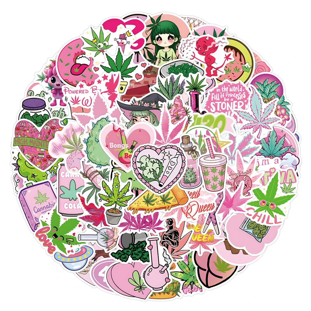 10/30/50/110PCS Weed Leaves Spoof Funny Characters Graffiti Stickers Weed Smoking Decals Waterproof Cool DIY Motorcycle Car Bike