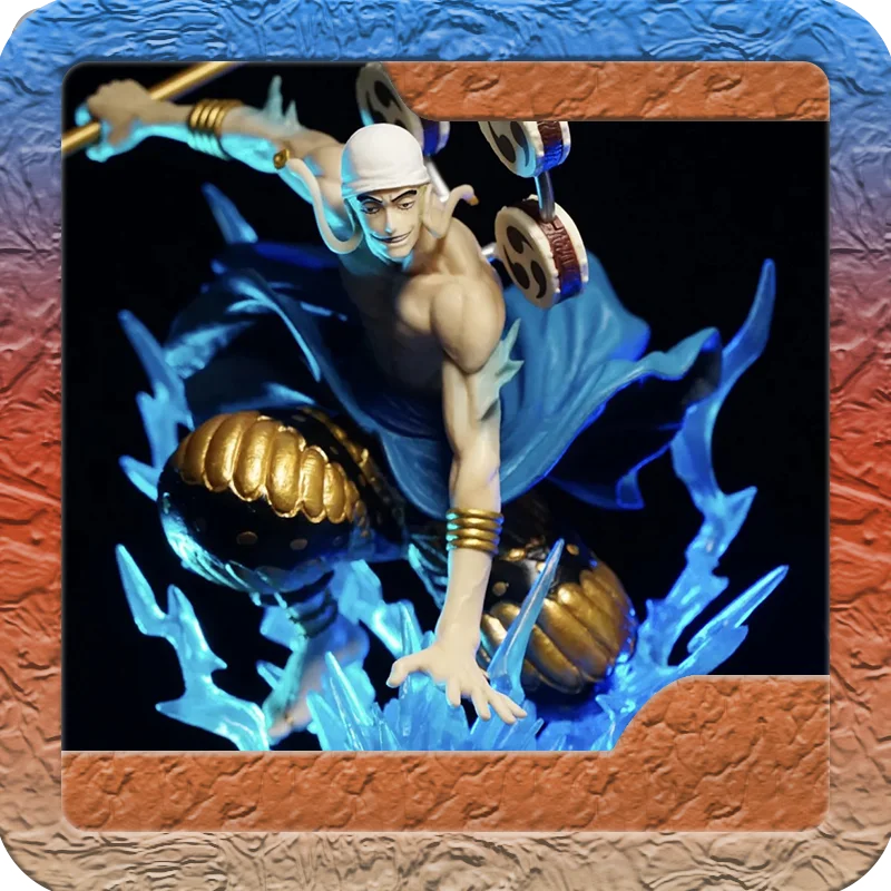 18cm One Piece Enel Pvc Island Thunder God Thunder Sound Thunder Fruit Ability Navigation King Handmade Model Decoration Gift