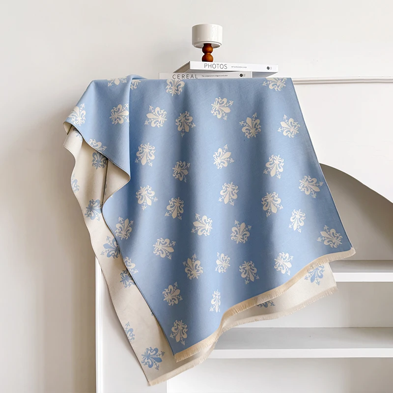 Luxuriöser, dicker, warmer Pashmina-Wickelschal aus Kaschmirimitat für Damen im Winter mit Stern-Jacquard-Design für Freizeitkleidung – Detail 5