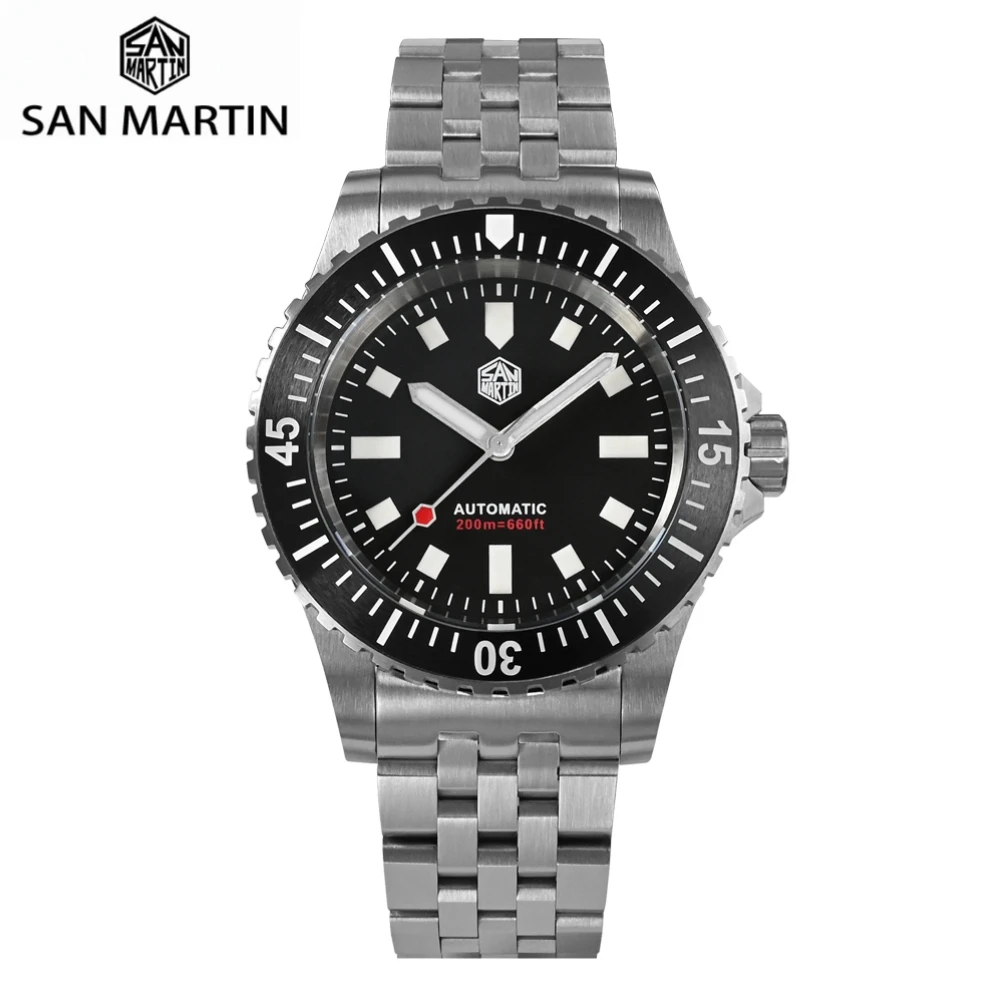 San Martin Original Diver Watch For Men Miyota 8215 Automatic Mechanical Wristwatch Stainless Steel 20Bar Sapphire Swim SN0012