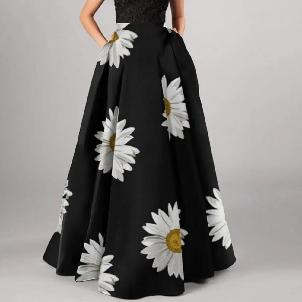 Vrouwen Maxi Rok Bloem Bedrukt Hoge Taille Rok Rits Half-Opening Zacht Bohemian Losse Lange Vrouwen Rok Feest Prom Strandrok
