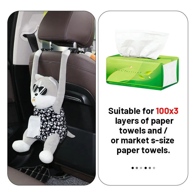 Car Tissue Box Pumping Car with Hanging Car Inner Armrest Box Sun Visor Pumping Box Cartoon Cute Creative Tissue Boxes