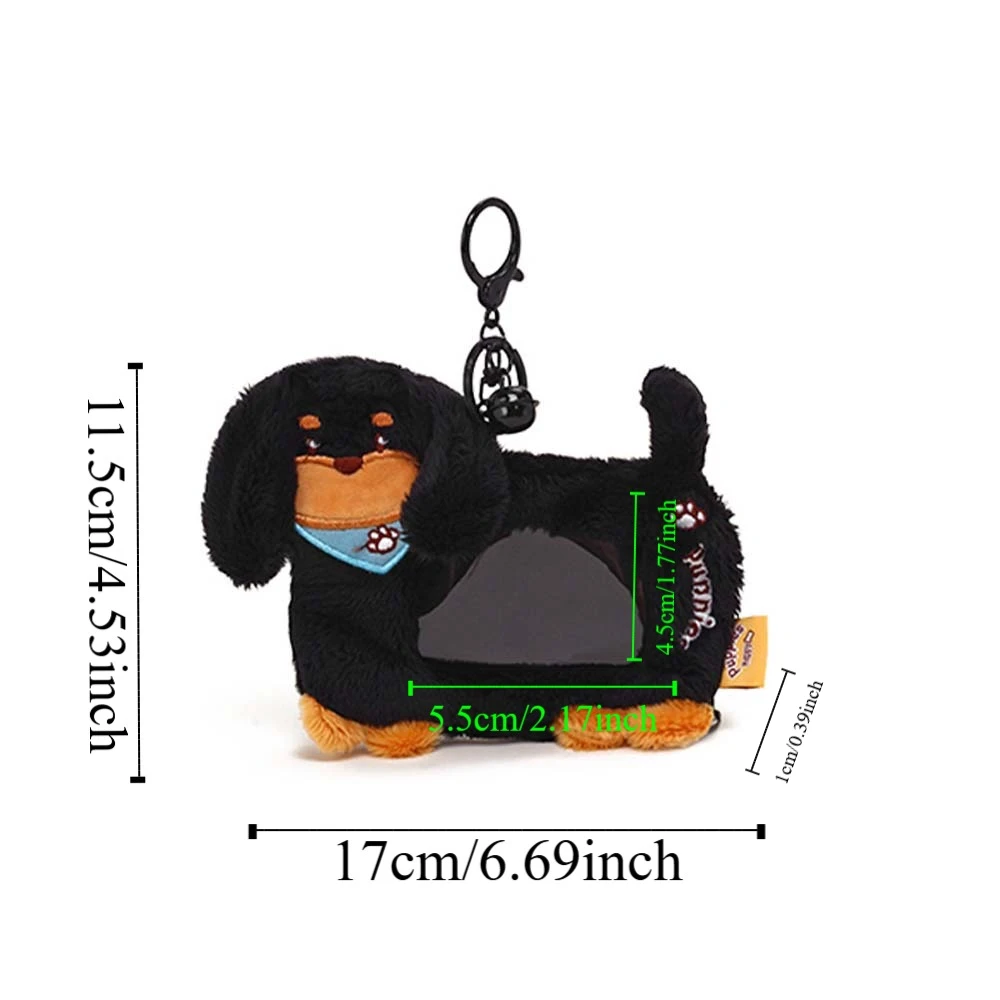 Funda transparente para tarjetas de perro salchicha, tarjetero de algodón PP a prueba de polvo para perro salchicha, campana, muñeca, funda protectora para fotos de felpa, escuela