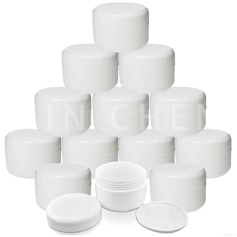 10pcs Empty Cream Boxes White Plastic Cosmetic Container, Cream Jar, Portable Travel Lotion Box 10g 20g 30g 50g 100g