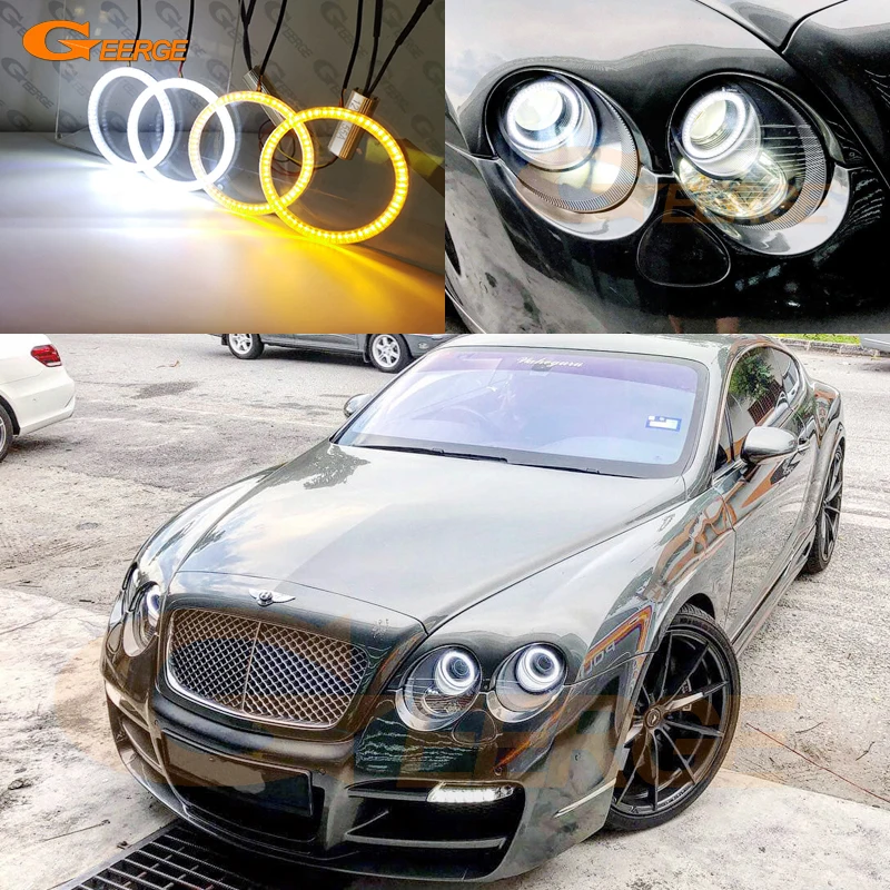 For Bentley Continental Flying Spur GT GTC Ultra Bright Switchback Day Light Turn Signal SMD LED Angel Eyes Halo Rings Kit