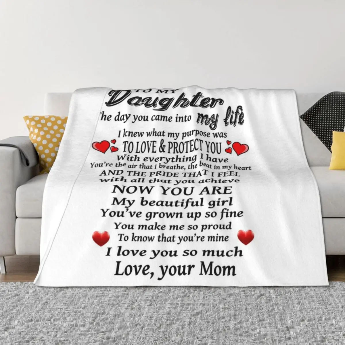 

To My Daughter Love Design Throw Blanket Plaid on the sofa Thins christmas gifts Designers Blankets