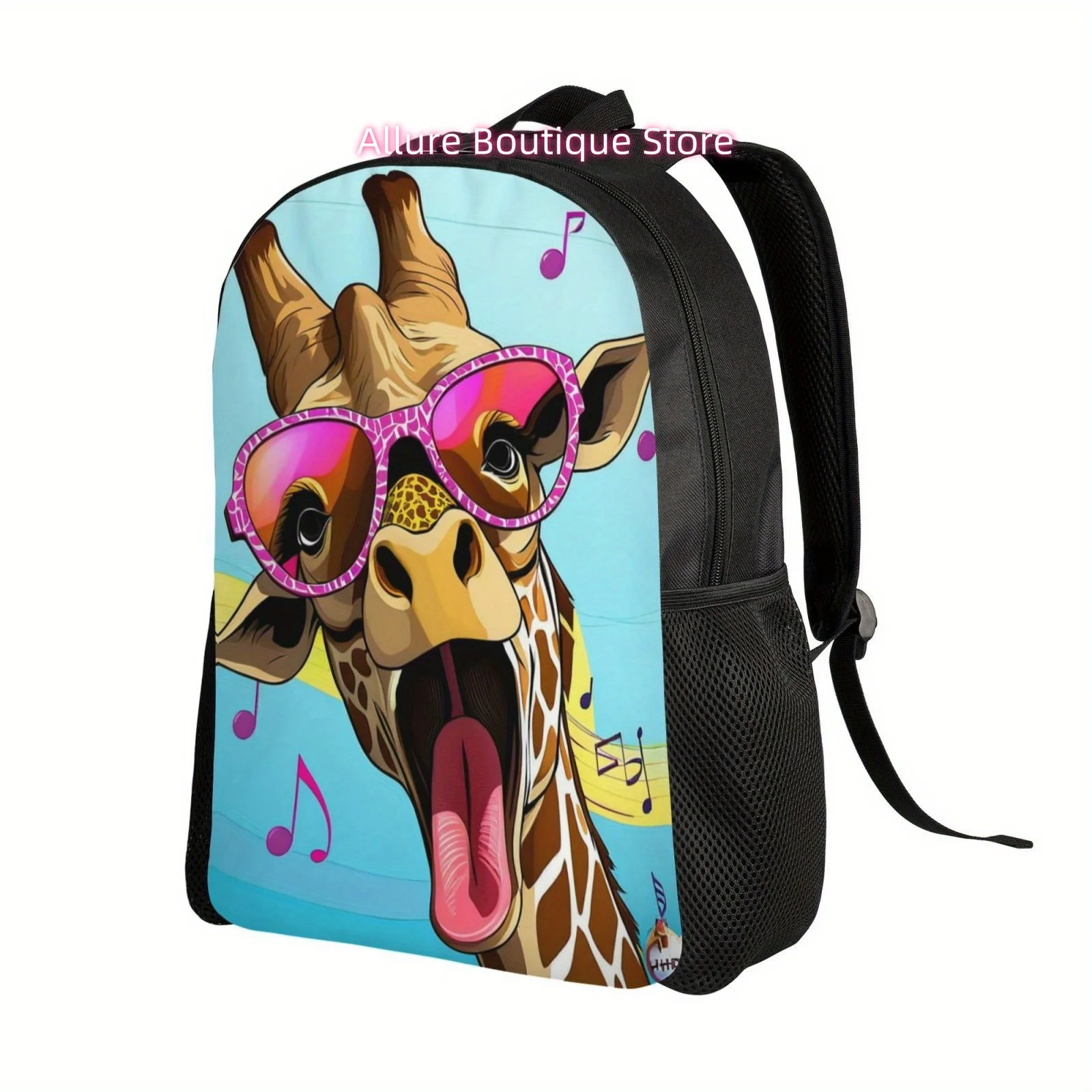 Music Flower Giraffe Casual Backpack, Lightweight Shoulder Bag for Men And Women, Large Capacity Computer Laptop Bag Book Bag fo