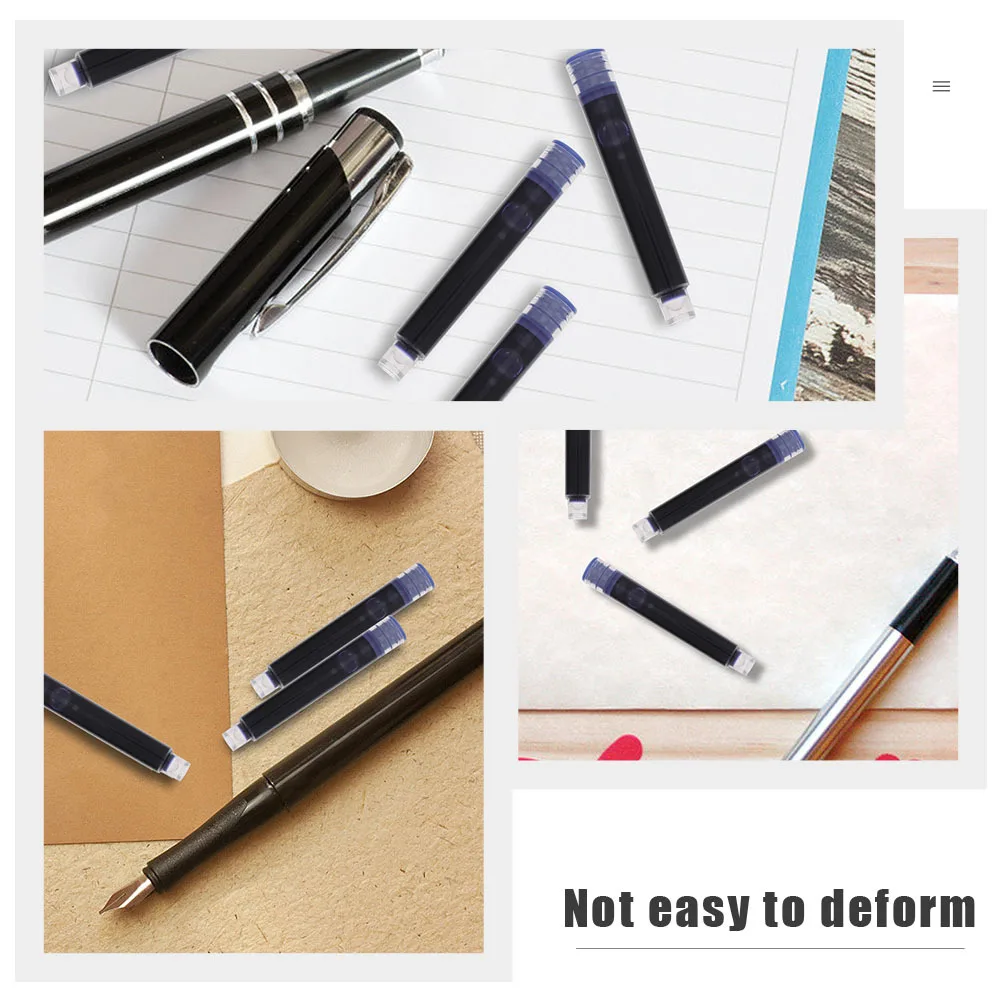 Cartouches d'encre pour stylo en acier, 200 pièces, conception Simple, installation facile, recharges d'encre pour stylos, fournitures de bureau pour étudiants