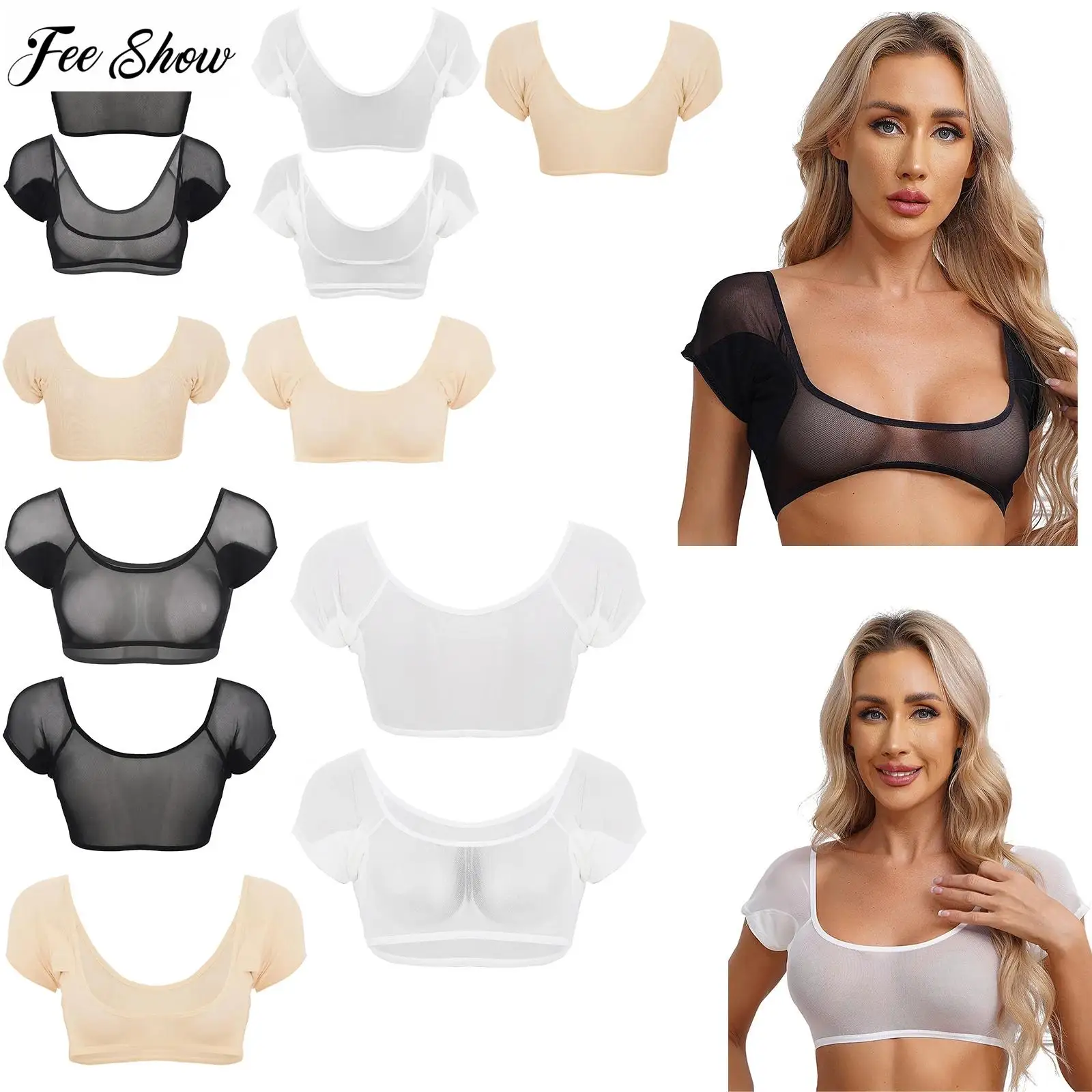 

Womens Sweat Guard Mesh Vest Underwear Underarm Armpit Sweat Pads Crop Top Washable Sweat Shield Vest for Workout Fitness