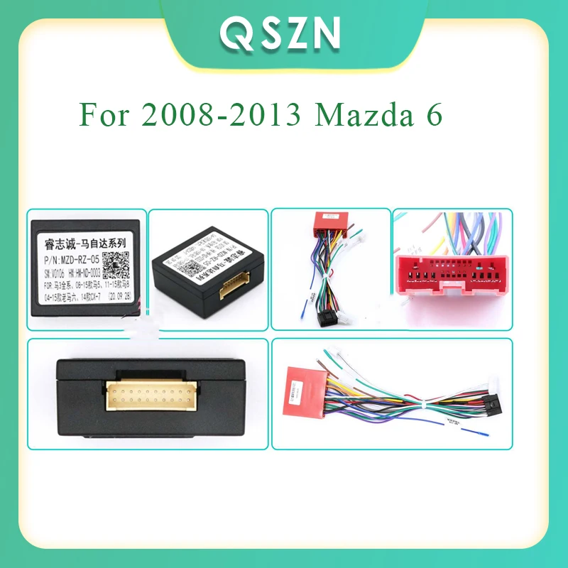 

QSZN Car Radio Cable 16pin Power Wiring Harness Android Multimedia For 2008-2013 Mazda 6