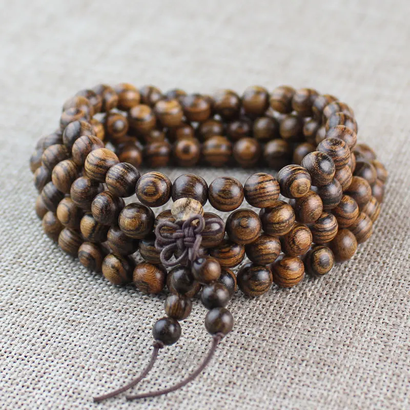 Factory Wholesale Tiger Ebony Wooden Bracelet108Beads Bracelet Tiger Skin Clear Texture Men and Women Jewelry Gift