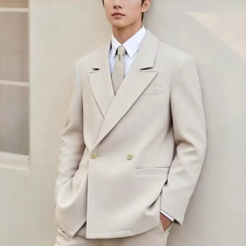 

Повседневный мужской пиджак в гонконгском стиле, весенне-осенний, свободного кроя, модный, из смесового хлопка, молодежный, городской, на одной пуговице