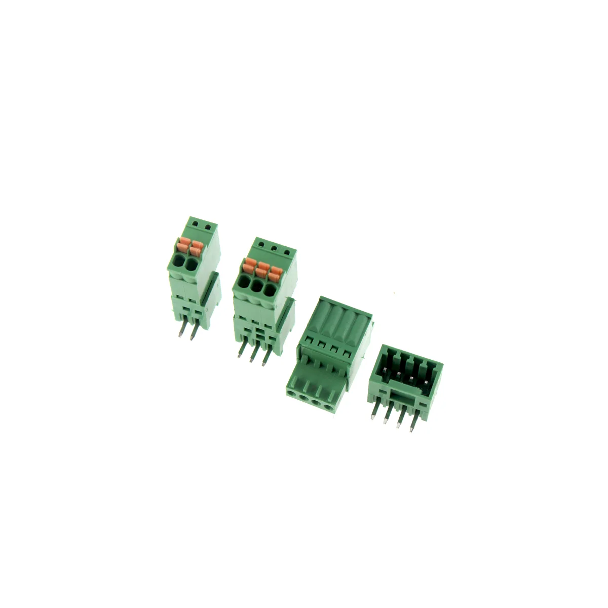 Terminal tipo enchufe sin tornillo de 5 piezas, pin recto/doblado, conector macho/hembra, 15edg-2. 54