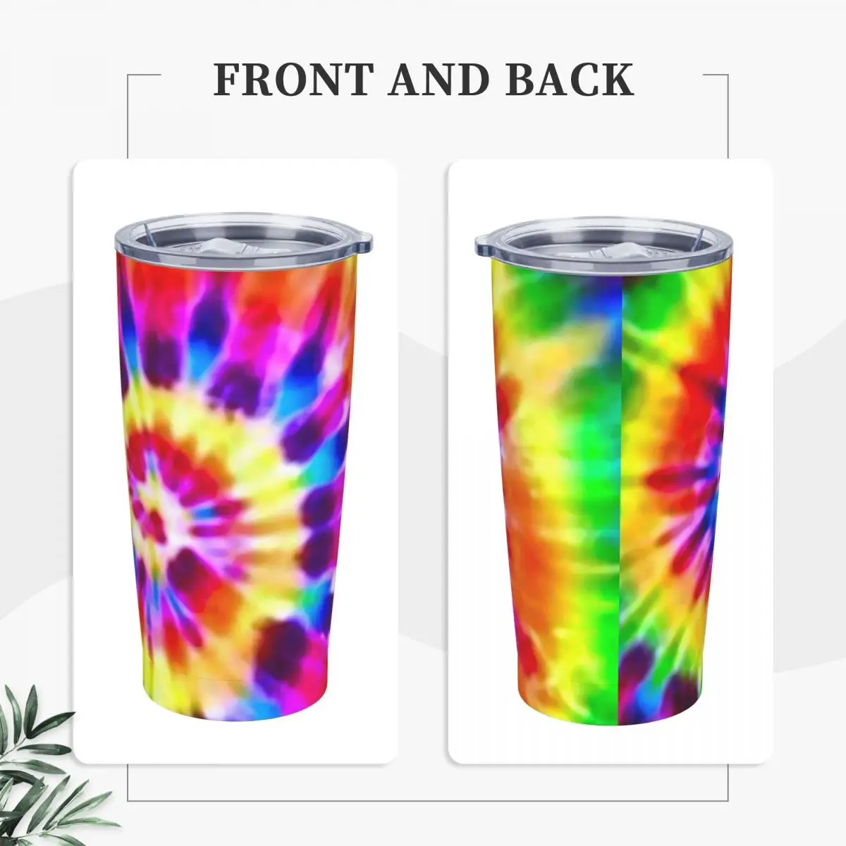 Stainless Steel Tumbler Rainbow Tie Dye Mugs Cup With Straws Supernova Driving Hot Drinks Water Bottle Portable 20oz Thermal Mug