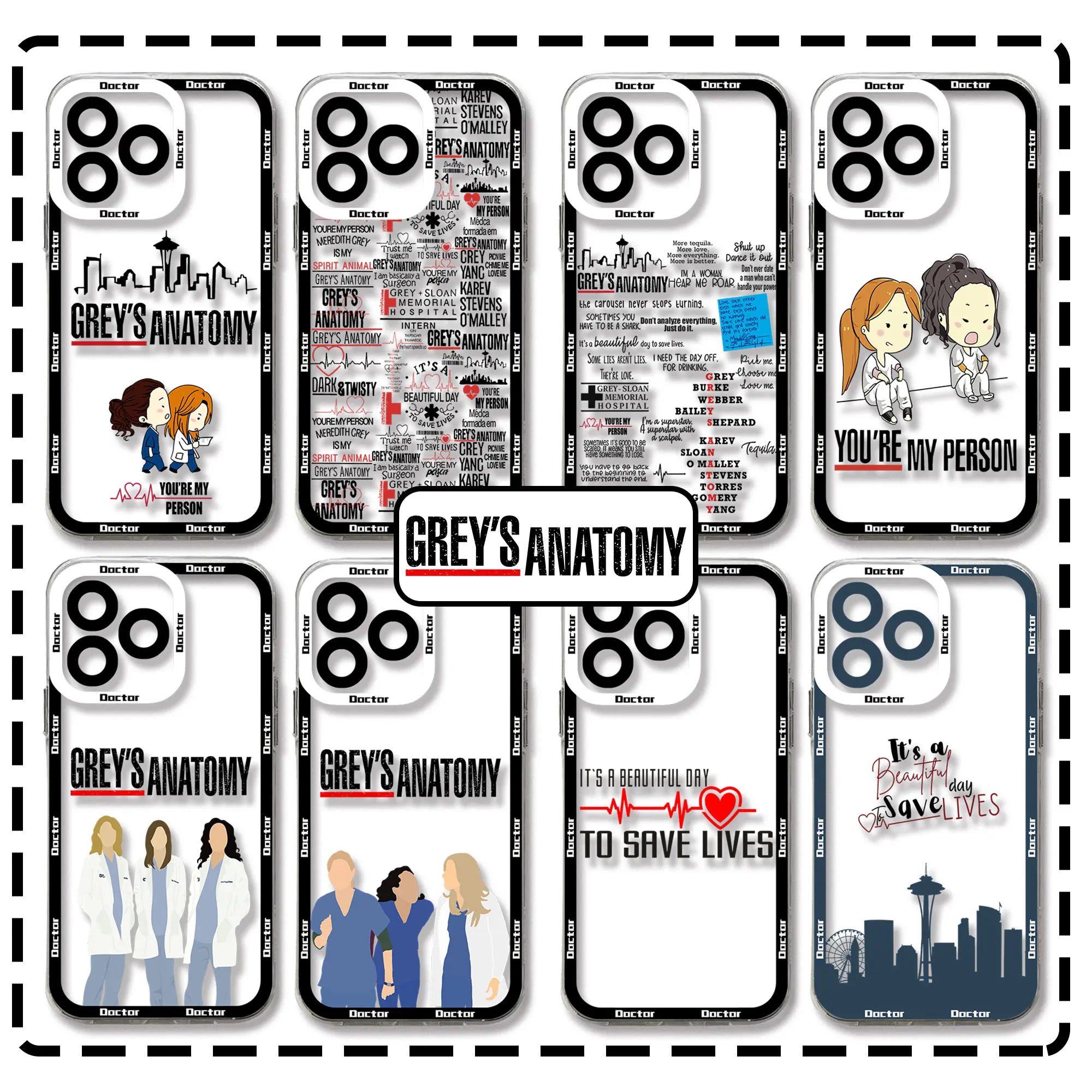 

Greys Anatomy Doctor Phone Case For iPhone 15 14 13 12 11 Mini Pro Max X XR XSMax 6S 6 7 8 Plus SE20 Transparent Cover