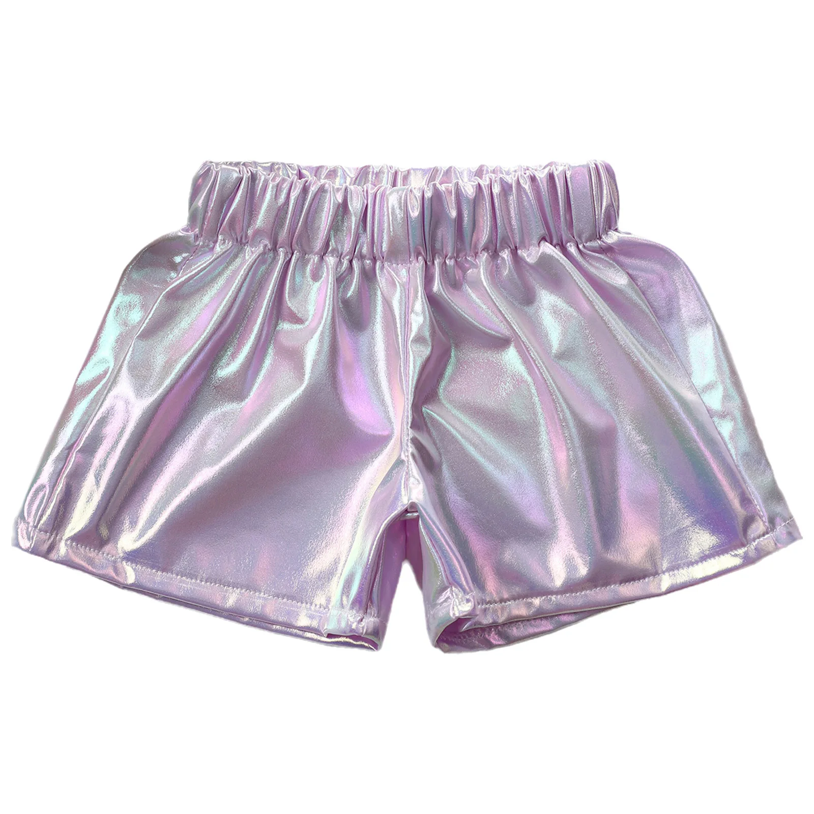 Kids Girls Hip Hop Street Modern Dance Clothes Shiny Metallic Short Sleeve Crop Top High Waist Shorts Workout Yoga Dancewear image 3