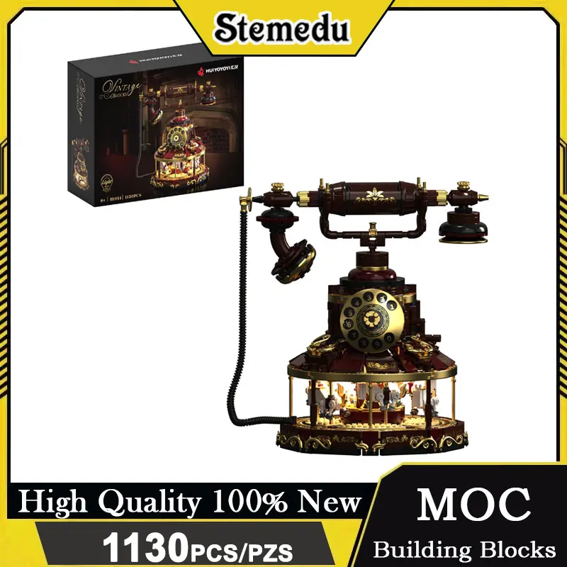 

Ретро-телефон из строительных блоков, 3D-конструктор, ностальгический декор для рабочего стола, игрушка для сборки, коллекционный подарок на день рождения