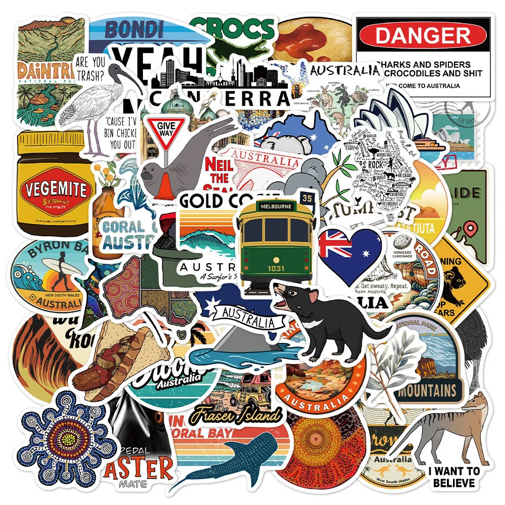 ​50pcs Australia Landmark Waterproof Stickers | Sydney Opera House Harbor Bridge Decals for Tech Travel RecordingYourLife Store