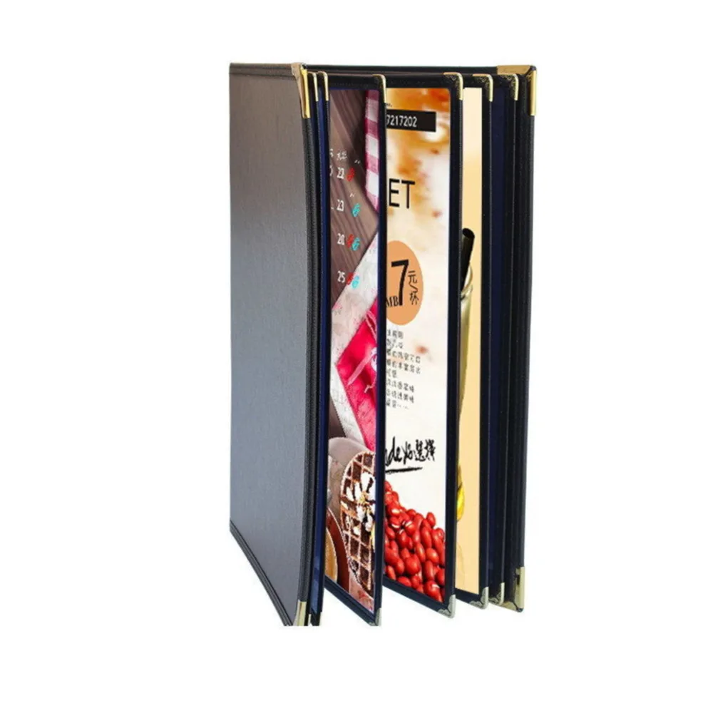 

A4 Double Stitched Folder 6 Pages 12 Views PU Leather Menu Covers 8.5x11 Inches Bar Restaurant Menu Paper Holder Book