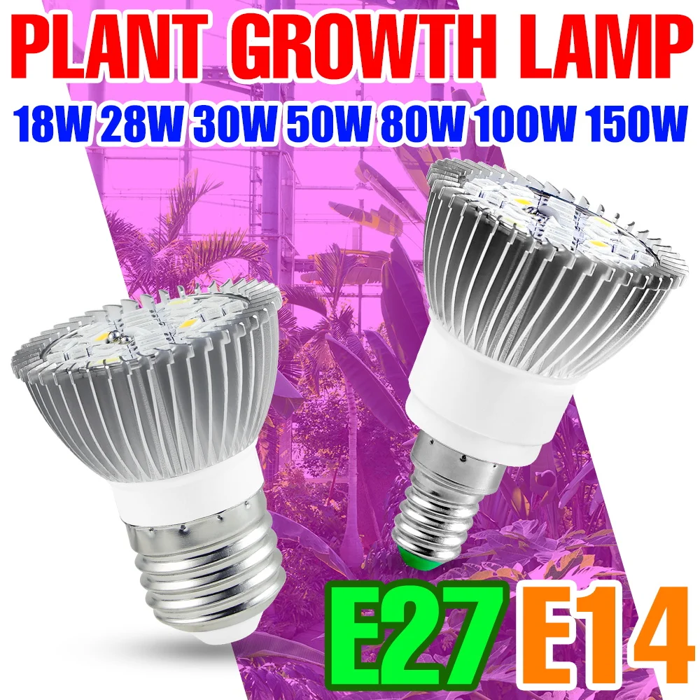 150W LED Plant Grow Bulb E27/E26 Full Spectrum Indoor Potted Fill Lamp 220V Greenhouse Tent Vegs Fruit E14 Cultivation Lighting