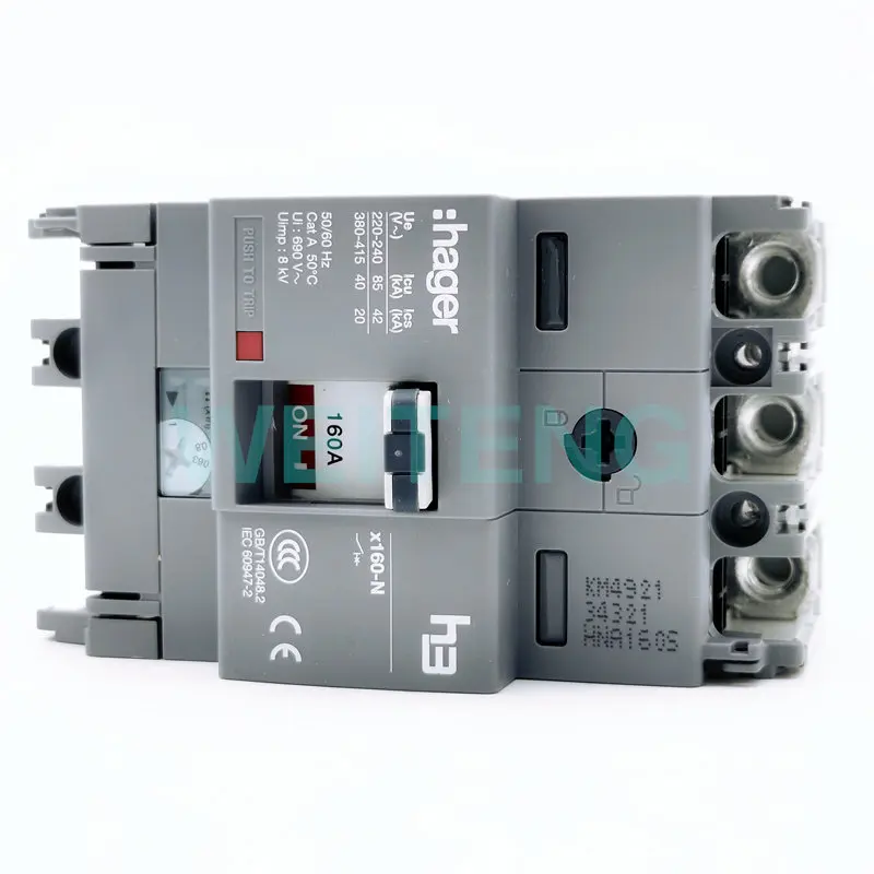 New HAGER HNA160S molded case circuit breaker H3 X160-N three-phase 415V low voltage air switch 3P 1pcs