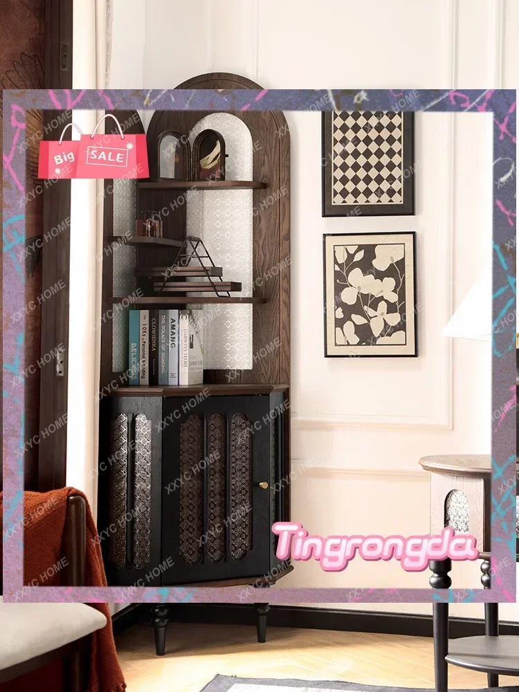 HHhot Sale Retro All-solid Wood Corner Cabinet, Living Room Decoration Storage, Antique Locker