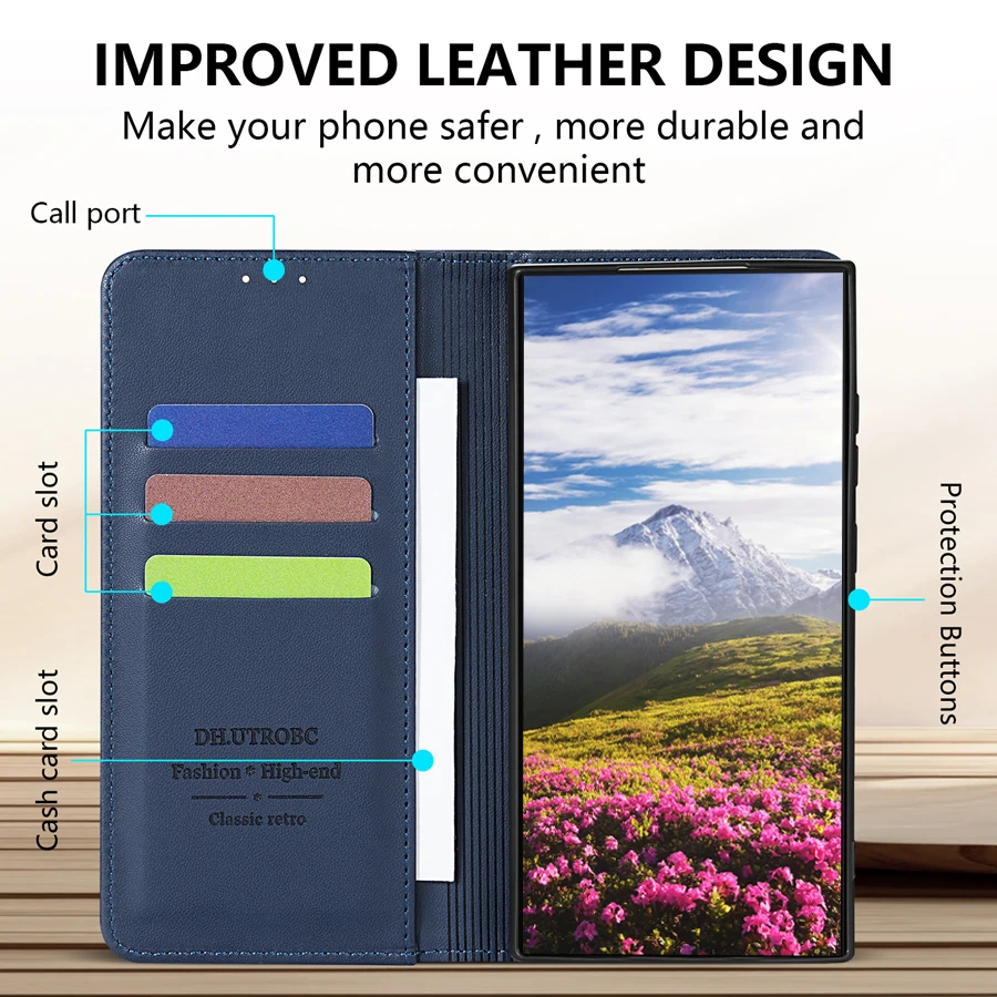 Hautfreundliche Brieftaschenhülle mit Kartenfach und Magnetverschluss aus Leder für Samsung Galaxy S26 FE S25 Ultra S24 A08 A17 A18 A36 A37 A56 A57 – Detail 10