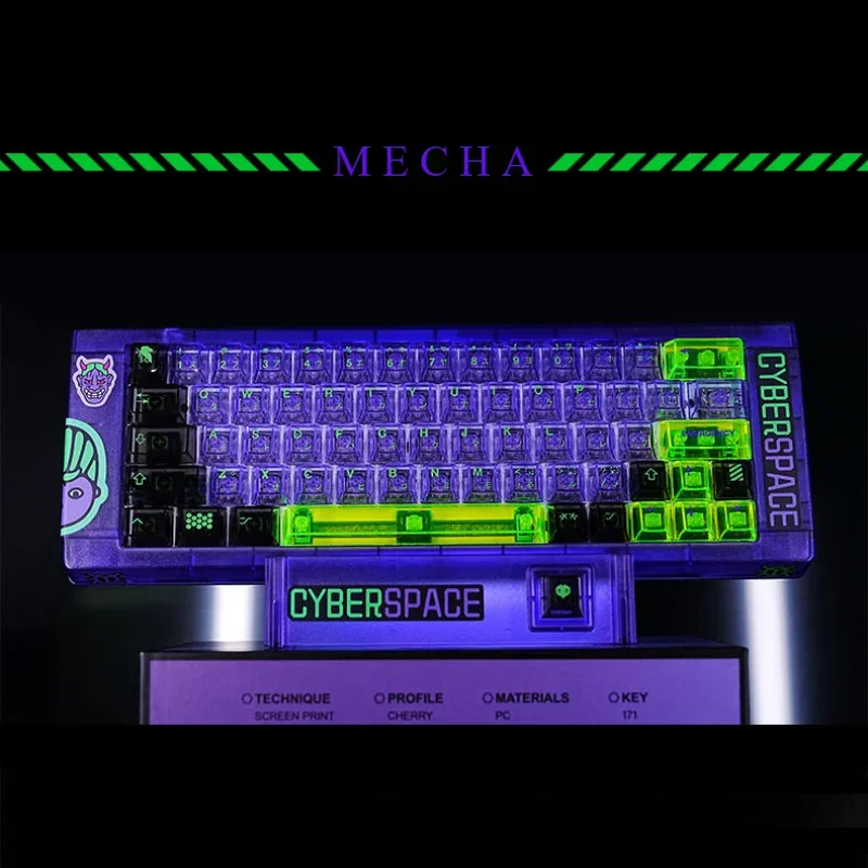 Custom Mecha Keycap EVA NO.1 PC Full Penetration 171 Keys High Penetration Wear Resistant Cherry Profile Keycap Set